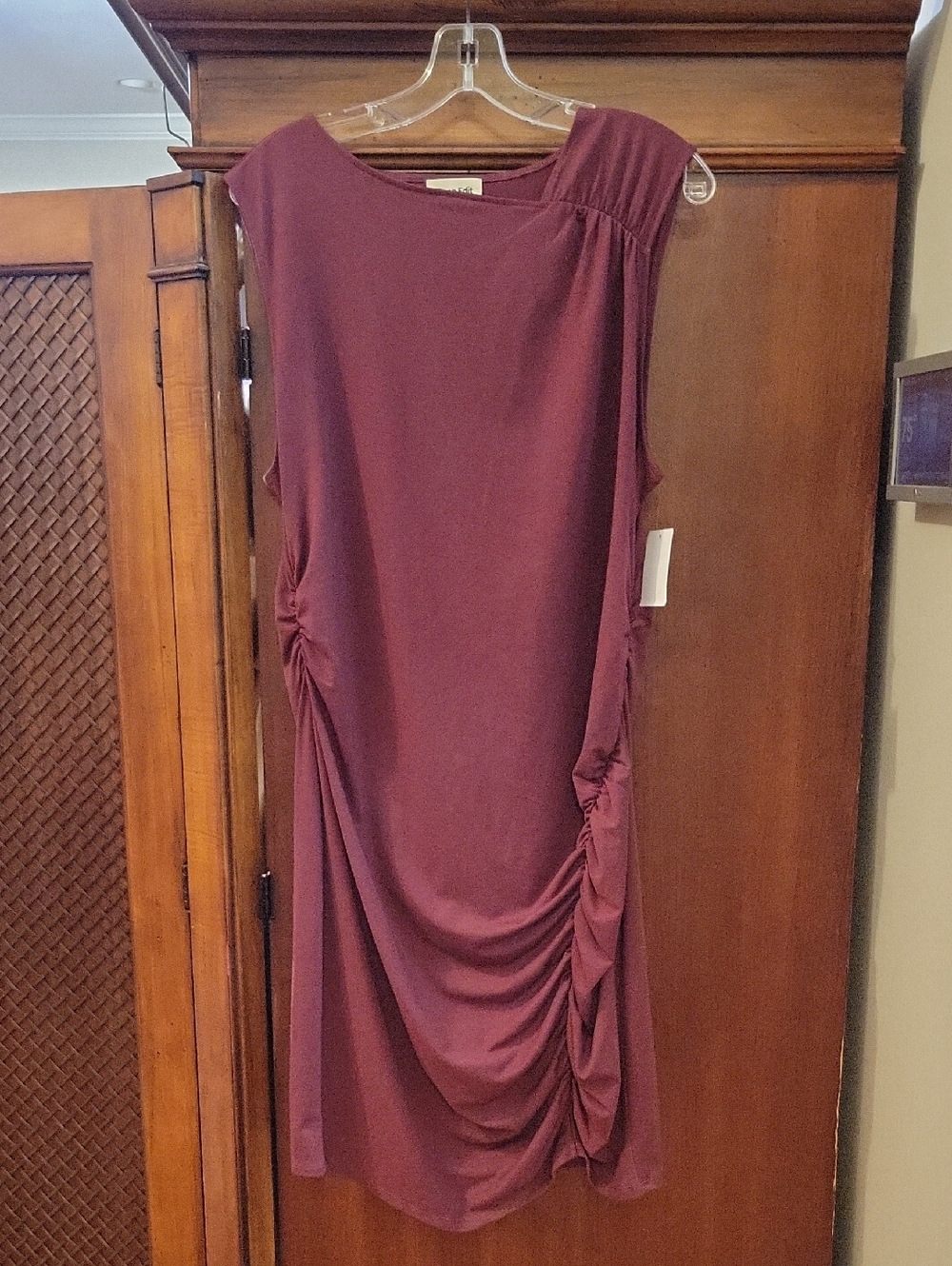 NEW Open Edit Nordstrom | Burgundy Tannin Sleeveless Ruched Midi Dress - Size XL